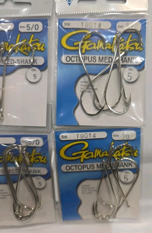 LOT OF 6 -GAMAKATSU OCTOPUS HOOKS MED SHANK NICKEL HOOK 4/0 5/0 6/0 FISHING HOOK - Image 2 of 4