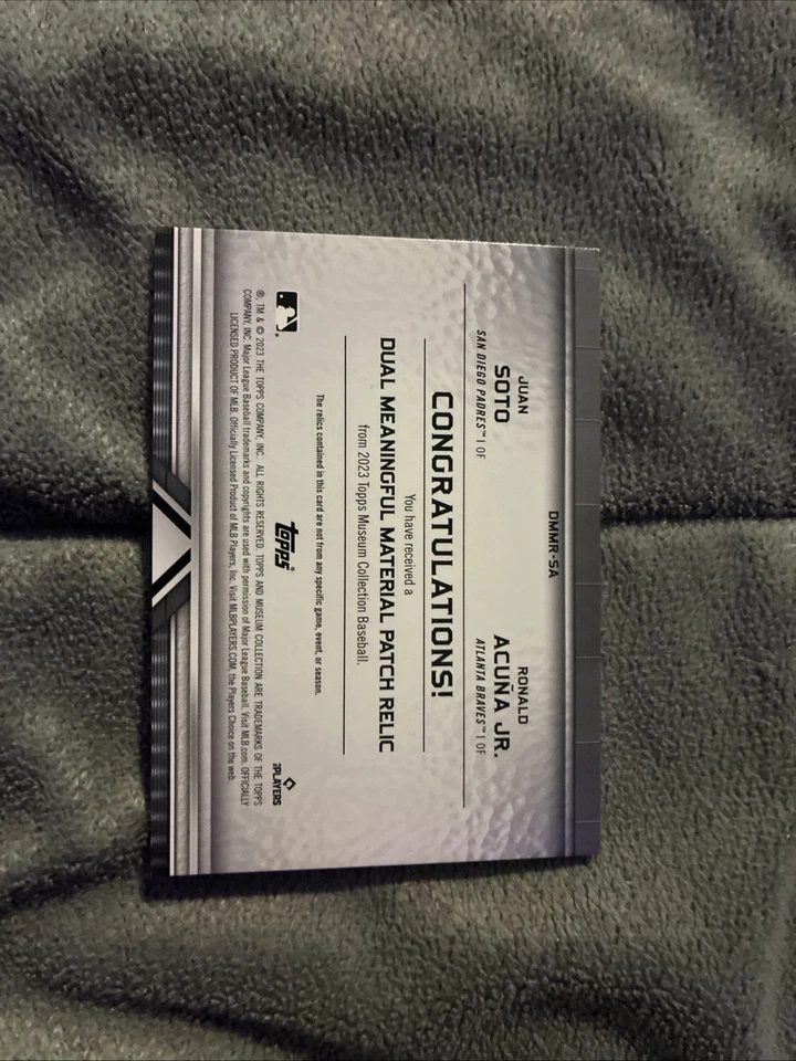 Colección Museo Topps 2023 Doble Material Significativo Reliquias Soto & Acuña Jr Foto 2 de 2