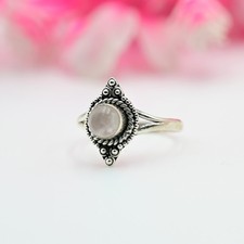 Pink Rose Quartz Ring, Minimalist Ring, 925 Sterling Silver, Handmade Jewelry  