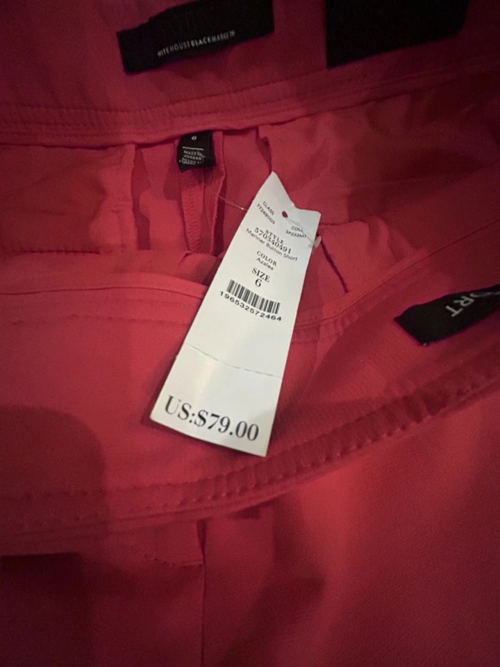 Nuevo con etiquetas Pantalones Cortos Casa Blanca Mercado Negro WHBM Rosa Caliente Adornados con Botones Talla 6 Foto 4 de 4