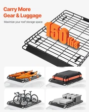 54" Universal Roof Rack Cargo Basket  Heavy Duty Steel Carrier