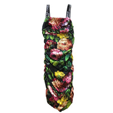 Dolce & Gabbana Flower Cretonne Print Mini Dress Womens 40 4 Black Pink Stretch