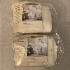 Micro Waffle Weave Comforter Duvet Cover 100% Cotton Twin Bed Set Of 2 Ecru