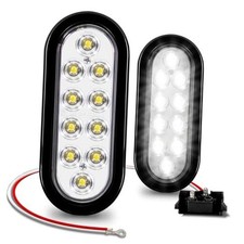 TRUE MODS 2pc 6 Inch Clear Oval LED Reverse Trailer Tail Light Kit 2 Pack White