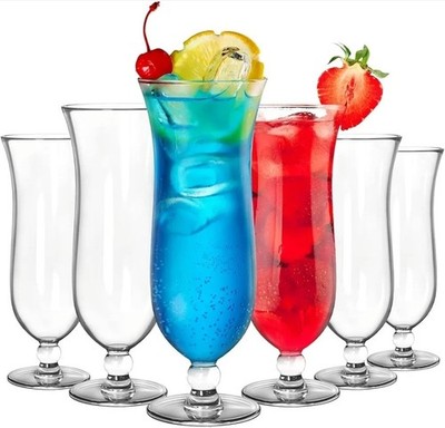 6 Pack Hurricane Glass - 13.5 Oz Pina Colada Cocktail Glasses Clear Tulip Cups