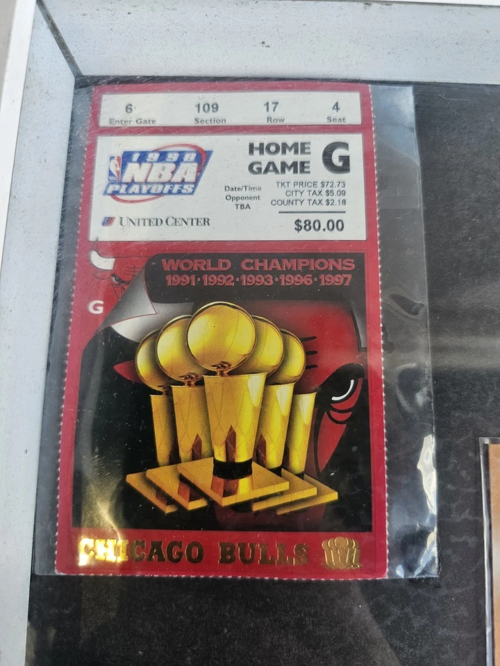 1998 NBA Playoff(2)Ticket Stub G Pacers at Chicago Bulls Michael Jordan + Cards - Image 2 of 4