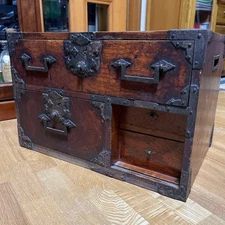 Japanese Chest antique Tansu Dansu Storage Safe Box Wood Handmade Edo era