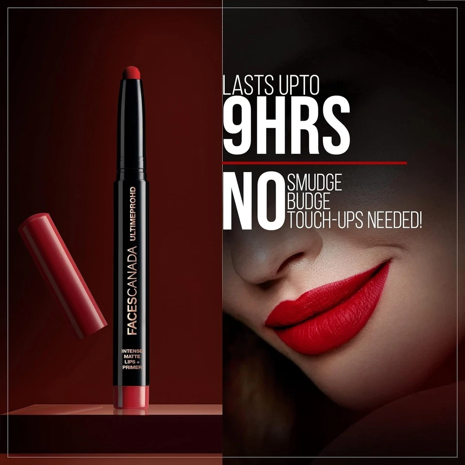 FACES CANADA Ultime Pro HD Intense Matte Lipstick + Primer - Obsessed (Red) 1.4g - Image 3 of 4