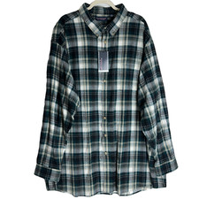 NWT Roundtree  Yorke Mens Shirt Size 4XT Green Portuguese Flannel Long Sleeve