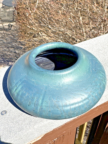HAMPSHIRE POTTERY MOLTED MATTE BLUE GLAZED ARTS & CRAFTS GEOMETRIC VASE #19/2 - Picture 11 of 19