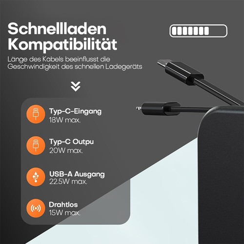 50000mAh Powerbank PD22,5W Schnellladegerät Externer Akku Handy Schwarz - Zdjęcie 3 z 15