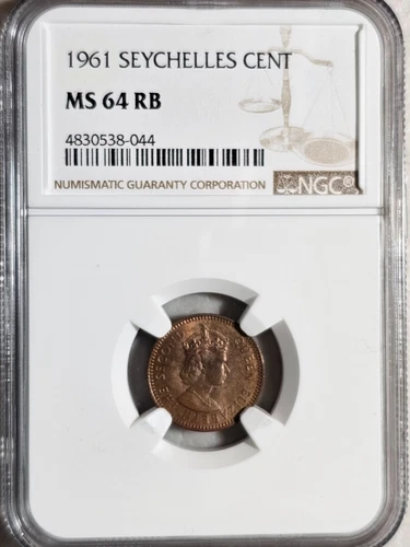 Seychelles 1 Cent 1961 NGC MS 64 RB