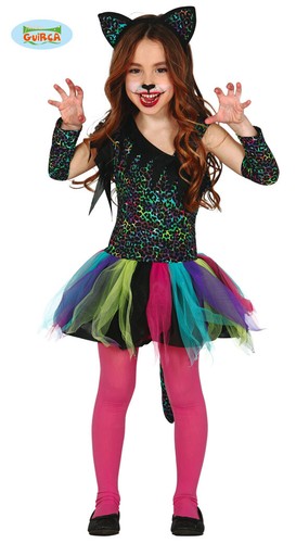 COSTUME CARNEVALE LEOPARDO ARCOBALENO VESTITO BAMBINA GUIRCA TUTU'  MULTICOLOR | eBay