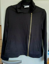 Nina Leonard Stretch Jersey Ponte Moto Jacket With Pockets Black Size Medium