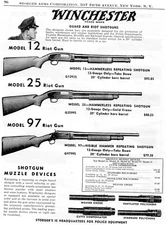 1953 Print Ad of Winchester Model 12 25 & 97 Riot Gun Shotgun