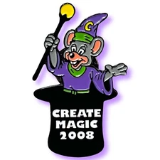 🌟RARE 2008 Chuck E Cheese Sorcerer The Wizard Making Magic Chuck Pinback🌟