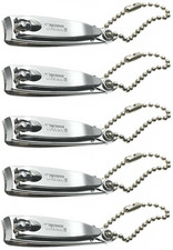 Trim Fingernail Clippers Stainless Steel with Built-In File  Cleaner 5 Pack
