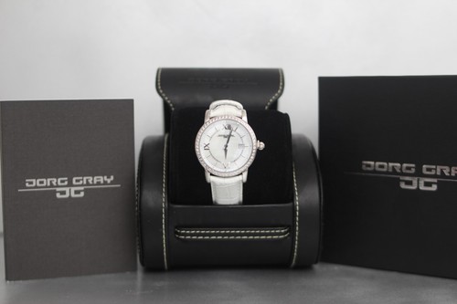 Jorg Gray Ladies Watch JG2400-11 Mother of Pearl & Leather Strap 0.84ct Diamond - Picture 5 of 11
