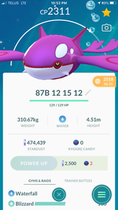 Pokemon Go Shiny Kyogre Ultra League 2500cp Pvp With 2nd Charge Move Ebay