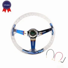 US Car Acrylic Steering Wheel Bluing Spokes 350mm 14inch Blue Racing