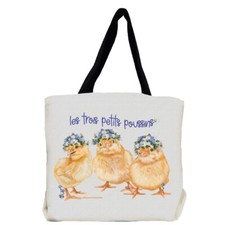 Chickens, Three Little Chicks Floral Tote Bag