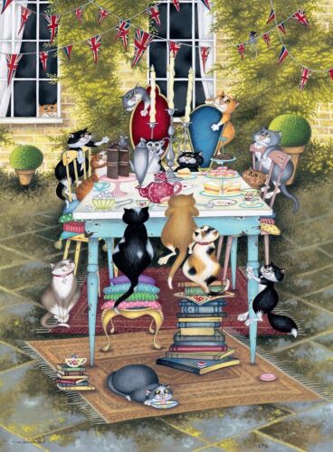 Ravensburger Linda Jane Smith Crazy Cats Teatime Treats 2x500 Pc Puzzle NEW RARE - Picture 2 of 4