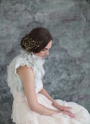 Twigs & Honey Floating Pearl & Bead Hair Wisp Freshwater pearl bridal hair pin set of 2 by Twigs & Honey  main image 3
