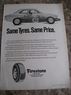 GLEICHE REIFEN GLEICHER PREIS FIRESTONE F100 RADIALREIFEN 1969 WERBUNG A4 GRÖßE Datei 10