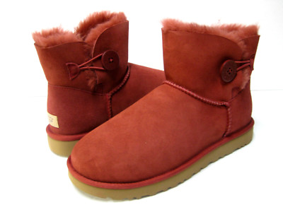 UGG MINI BAILEY BUTTON II WOMEN BOOTS SUEDE REDWOOD US 6 /UK 3 /EU 37 /JP 23