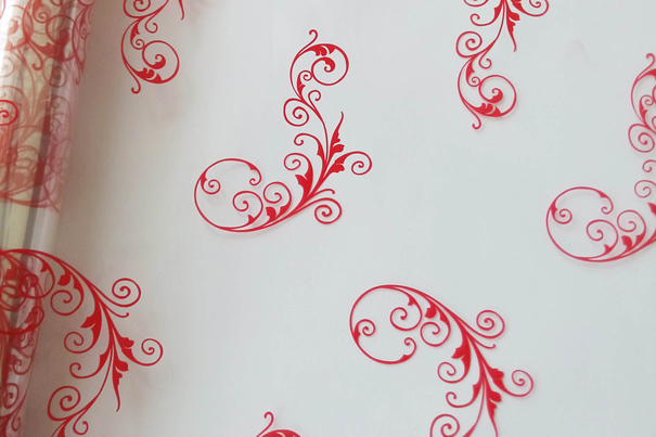 RED CHRISTMAS SCROLL CELLOPHANE ROLL for XMAS Gift Hamper Wrap Packaging - 20m
