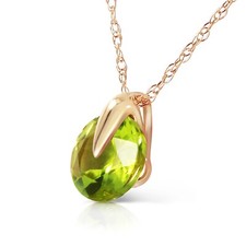 14K. SOLID GOLD NECKLACE WITH NATURAL PERIDOT Yellow Gold 