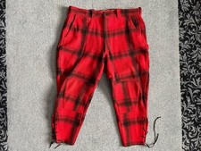 Vintage Hunting Pants Red Black Buffalo Plaid Wool Tie Ankle No Brand Size Tags
