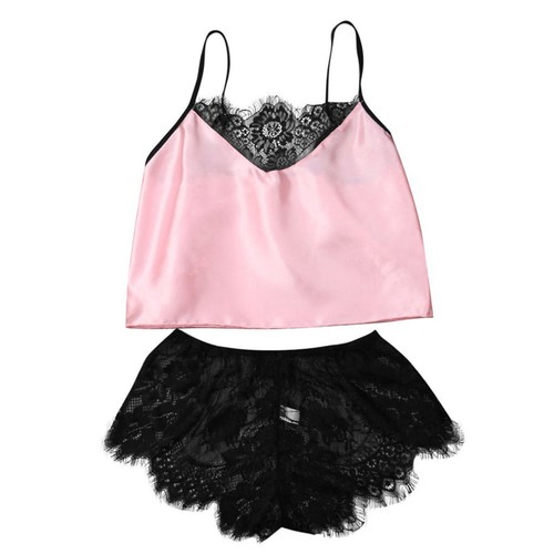 Lace Simulation Silk Sexy Suit Women Sleepwear - Foto 20 di 38