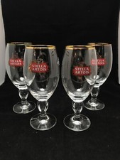 Four Stella Artois Gold Rim 33CL Beer Pub Bar Pint Glasses