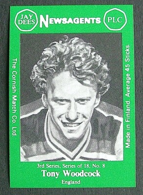 Matchbox Label Jay Dees Newsagents Football Tony Woodcock England ME549