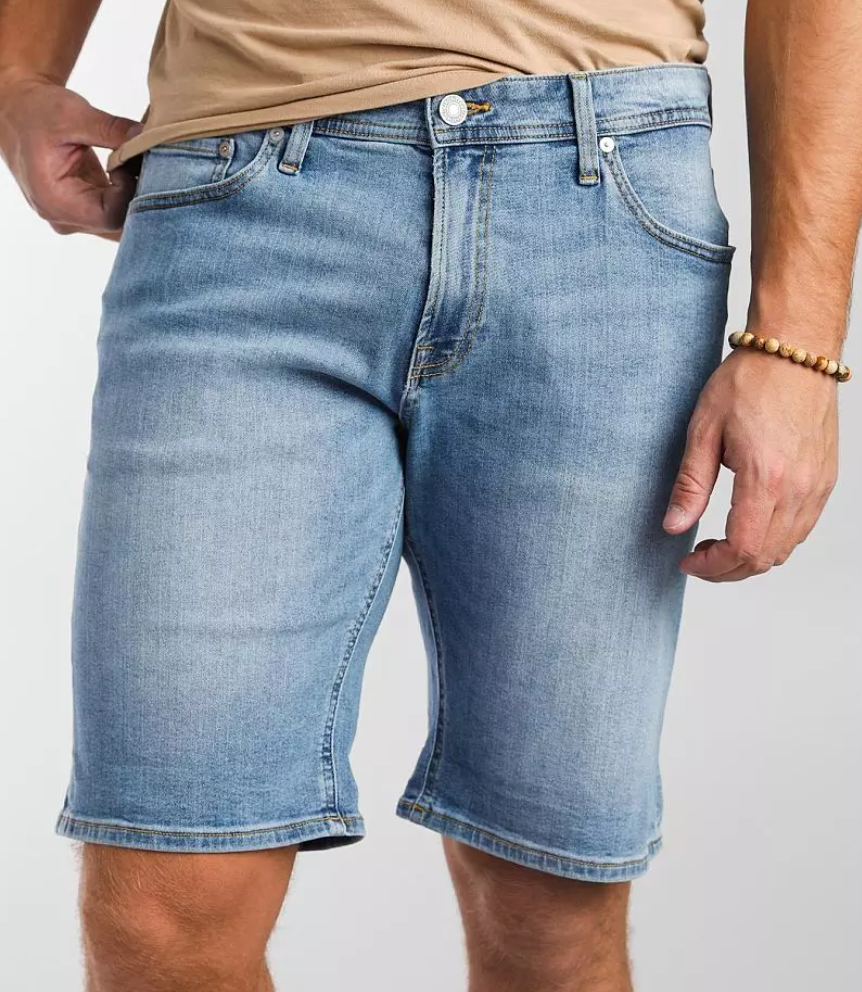 ZLZ Men's Slim Fit Stretch Denim Shorts - Fashion Design With Holes, Blue, Size 30x10