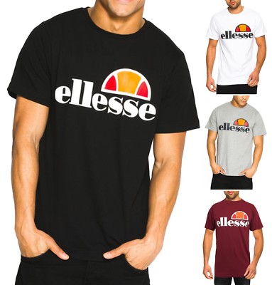 ellesse Classic Prado Print Logo T-Shirt Retro Sports Print Top Casual Tee