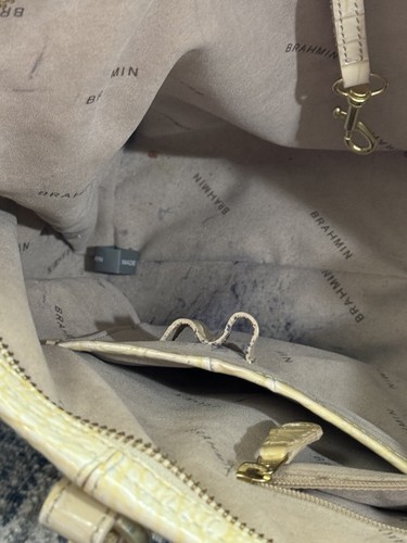 Brahmin Yellow Asher Melb Croc Emb Leather Shopper / Tote / Shoulder Bag Vtg - Picture 13 of 13