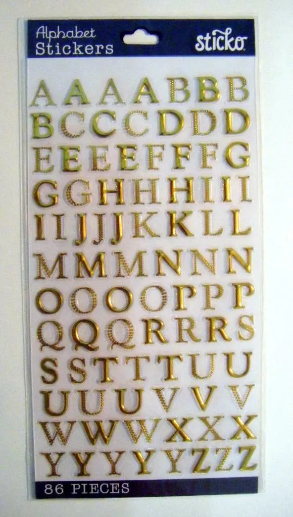 GOLD FOIL EMBOSSED - Small Letter Stickers 86 pc NEW |