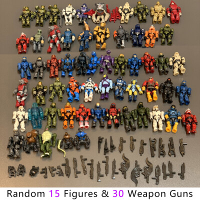 Random 45Pcs (15 Figures +30 Gun) HALO Mega Bloks CONSTRUX Unsc Elite SPARTAN #A