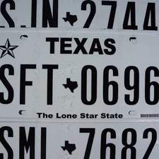 TEXAS LICENSE PLATES - The Lone Star State White License Plate Tags Random #