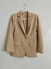 Women  s Blazer Size Small Khaki Tan Beige One Button Business Career Work