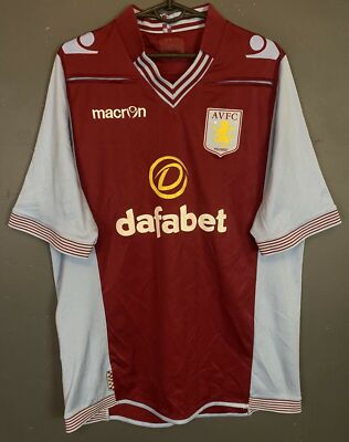 MEN MACRON FC ASTON VILLA 2013/2014 SOCCER FOOTBALL SHIRT JERSEY MAILLOT SIZE XL