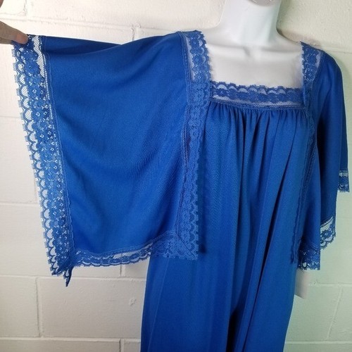 Vtg 70s Sears royal blue long kimono sleeve maxi dress new old stock - Picture 7 of 8