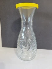 Grant Howard Water Carafe, 10” Chicken & Chicken Wire Or Honeycomb, Yellow Lid
