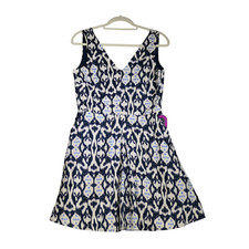 Gap Dress Womens 6 Blue Ikat Lined 100% Cotton Pockets Beach Boho