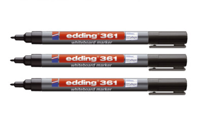 3 x Edding 361 Boardmarker - nachfüllbar, 1 mm, Whiteboardmarker, schwarz