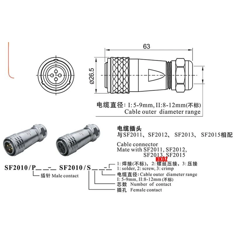 SF20 Aviation Plugs Square Socket IP67 Waterproof Cable Connector 2 3 4~15 Pins - Image 3 of 4