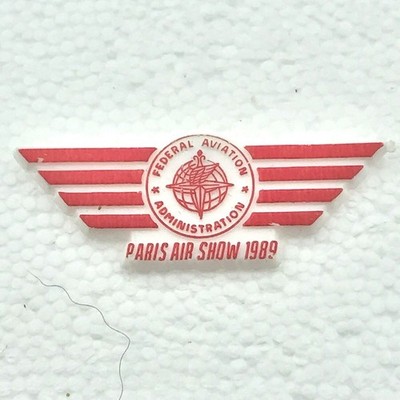 FAA Paris Air Show 1989 Pin Plastic Wings Vintage Collectible Red White