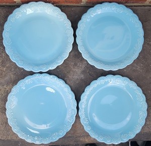 4 Pioneer Woman Toni Salad Plates.  Light Blue 8.5"         